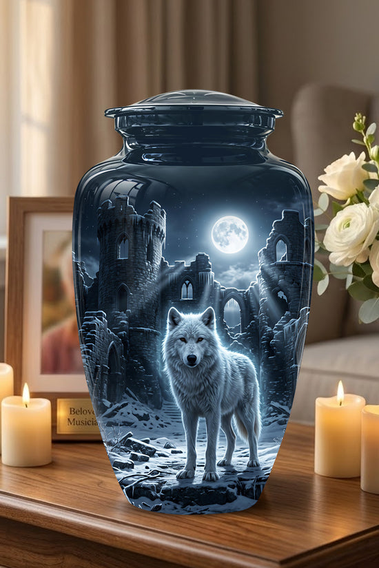 Night Wolf Memorial Urn - Moonlight Funeral Urns For Men & Women Ashes