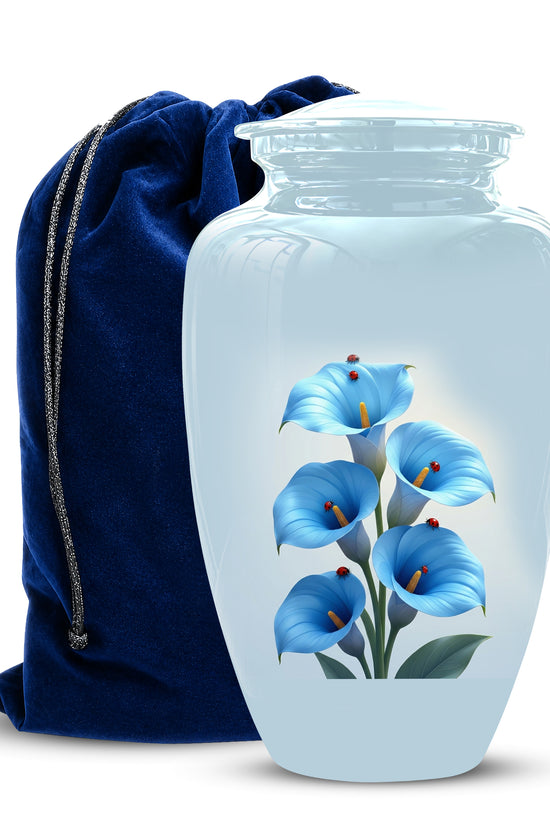 Personalized Blue Orchid Cremation Urn - Beautiful Urns For Women Ashes
