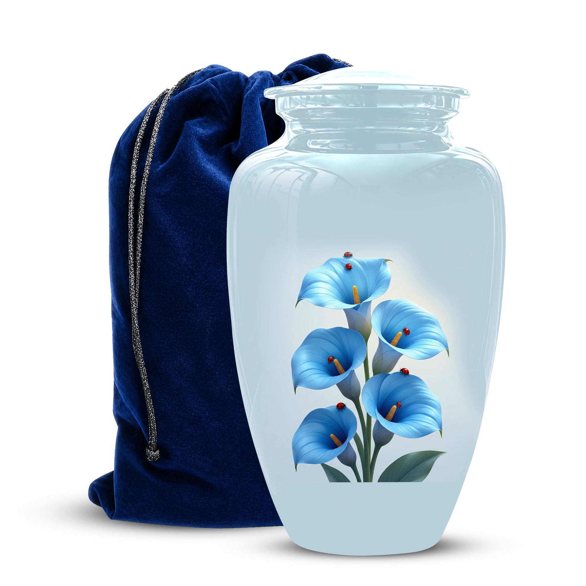 Personalized Blue Orchid Cremation Urn - Beautiful Urns For Women Ashes