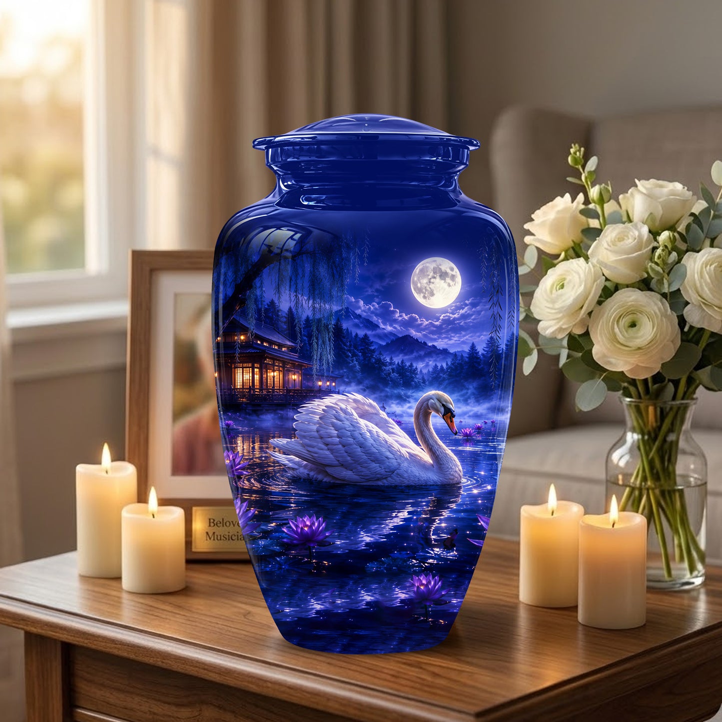 White Swan Memorial Urn - Personalized Funeral Urns On Sale For Ashes
