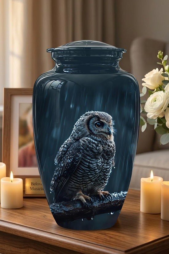 Snowy Owl Cremation Urn - Night Owl Burial Urns For Human Ashes