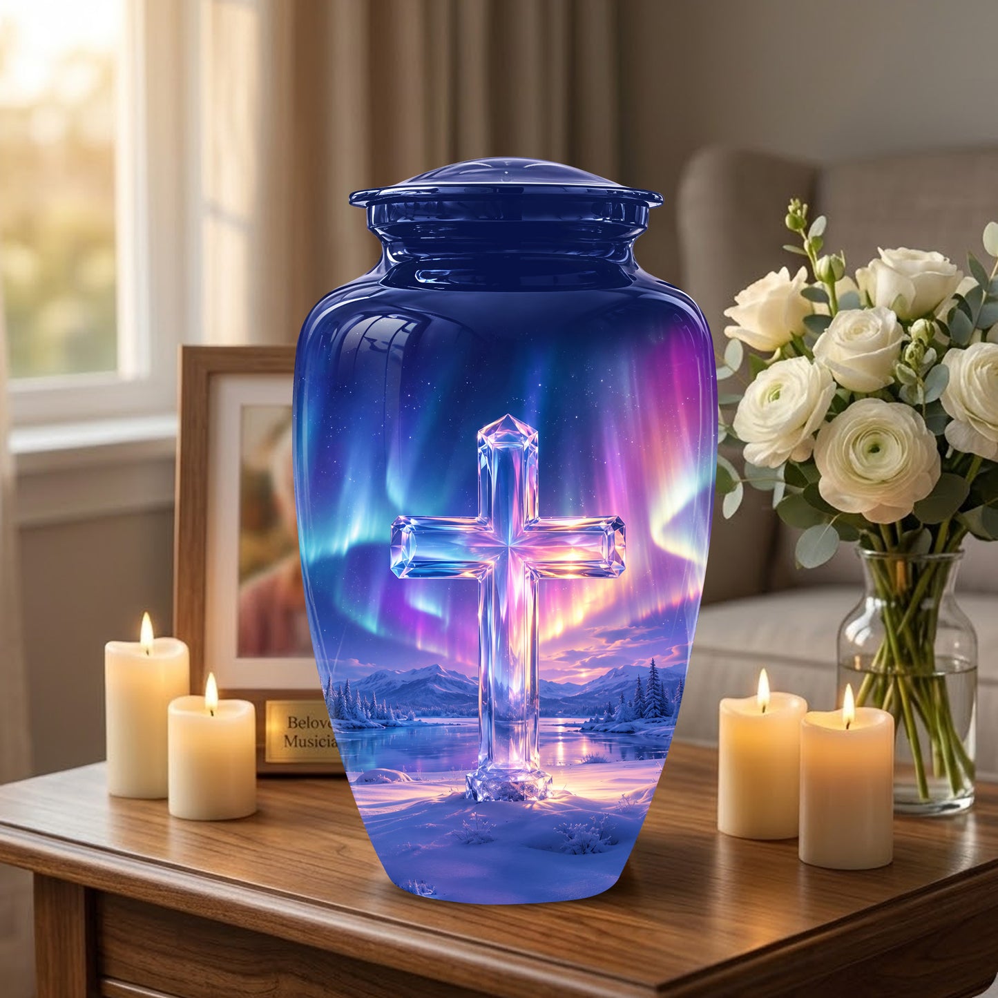 Celestial Cross Cremation Urn for Ashes – Peaceful Tribute Memorial Urn