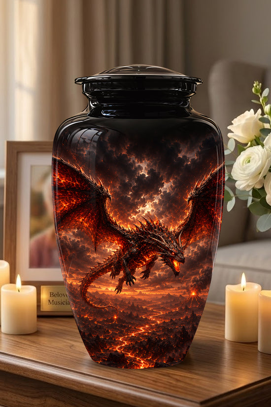 Dragon Fire Cremation Urn - Artistic Mythical Burial Urns For Human Ashes