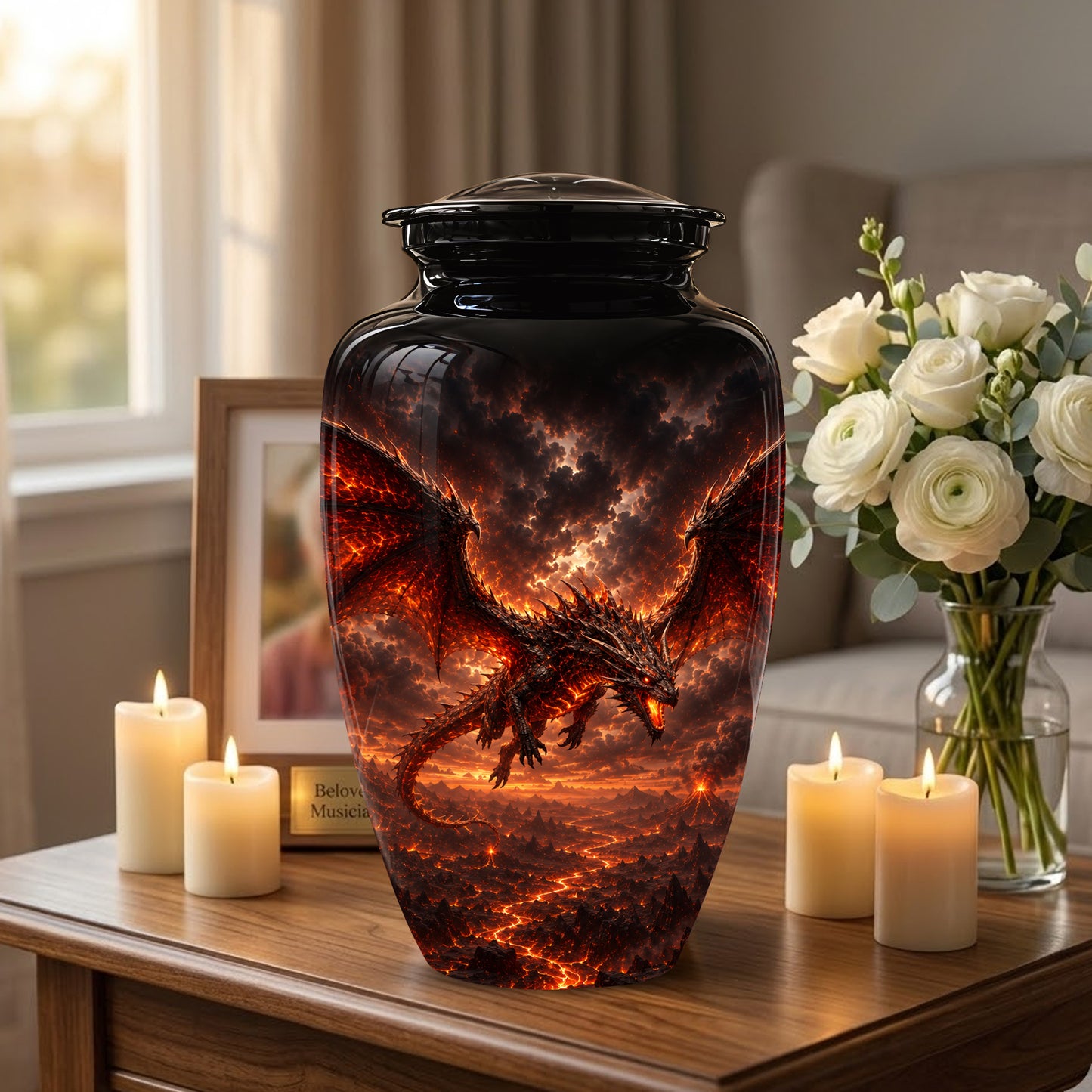 Dragon Fire Cremation Urn - Artistic Mythical Burial Urns For Human Ashes