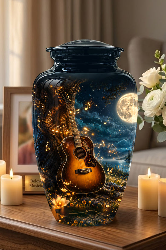 Artistic Guitar Cremation Urn - Starry Night Keep Urn For Music Lovers