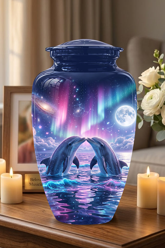 Twin Dolphin Memorial Urn - Beautiful Cremation Urns For Women Ashes
