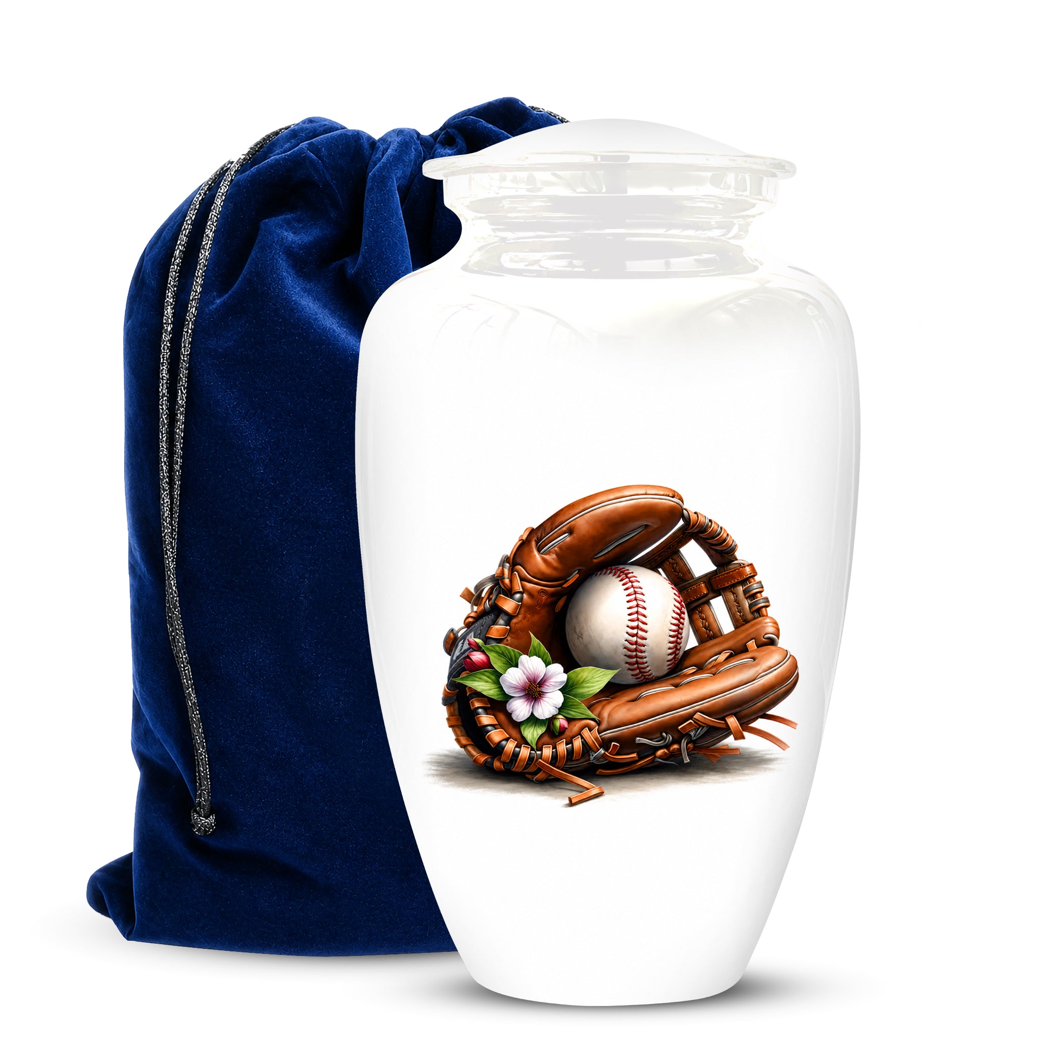 Baseball Gloves  & Ball Cremation Urn - Custom White Funeral  Urns
