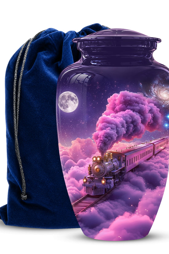 Fantasy Train Cremation Urn – Purple Cloud Memorial Urns For Human Ashes