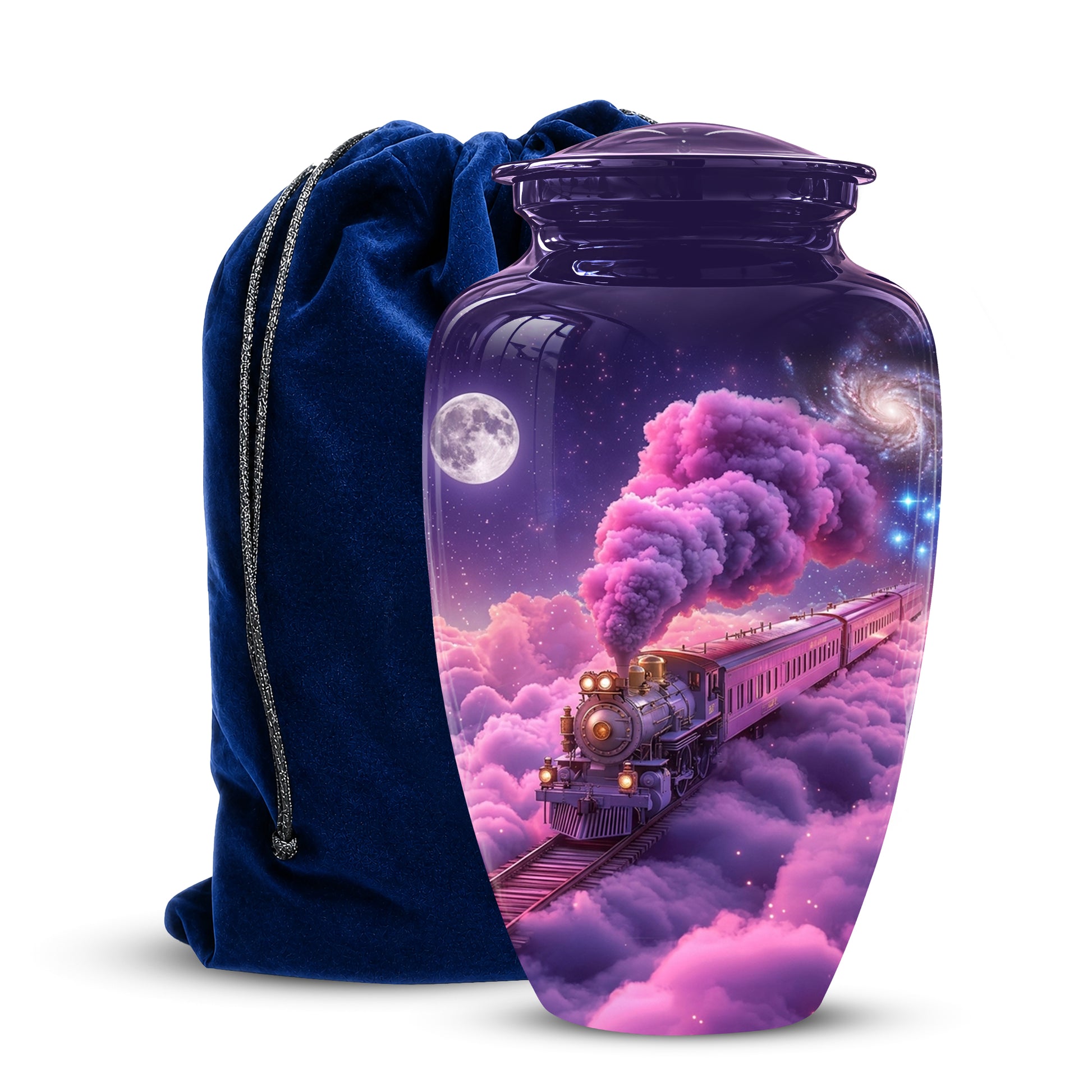 Fantasy Train Cremation Urn – Purple Cloud Memorial Urns For Human Ashes