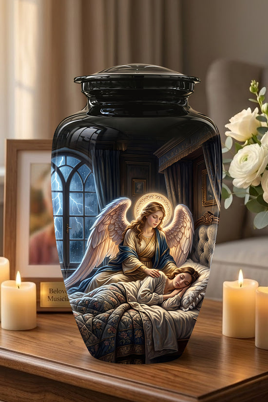 Angel Mom Cremation Urn - Black Memorial Urns For Mother Ashes