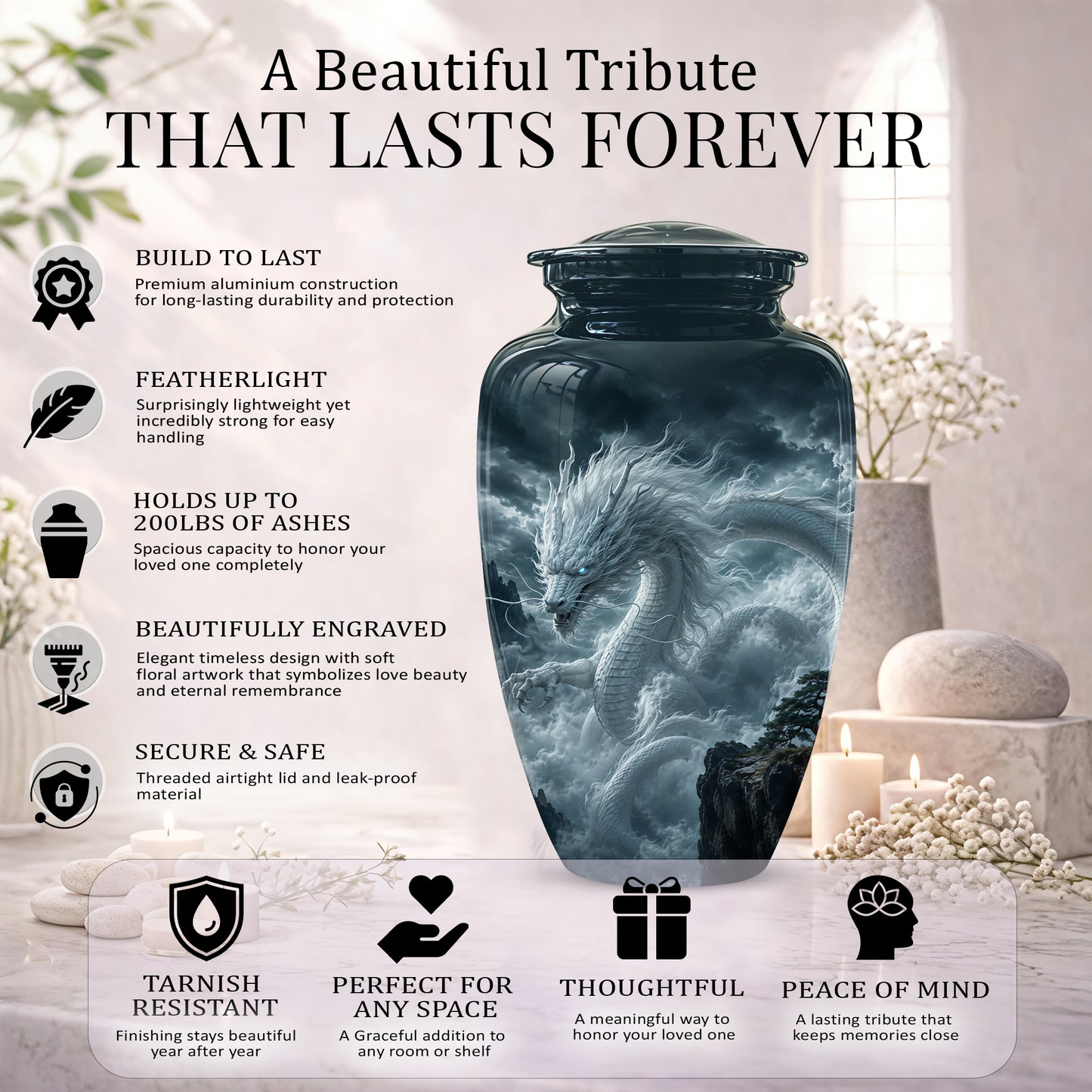 Dragon Cremation Urn = Custom Artistic Adult Memorial Urns For Ashes
