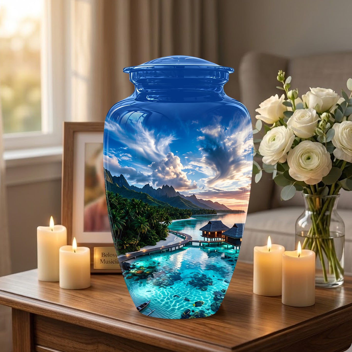 Beach Themed Cremation Urn - Personalized Burial Urns For Human Ashes