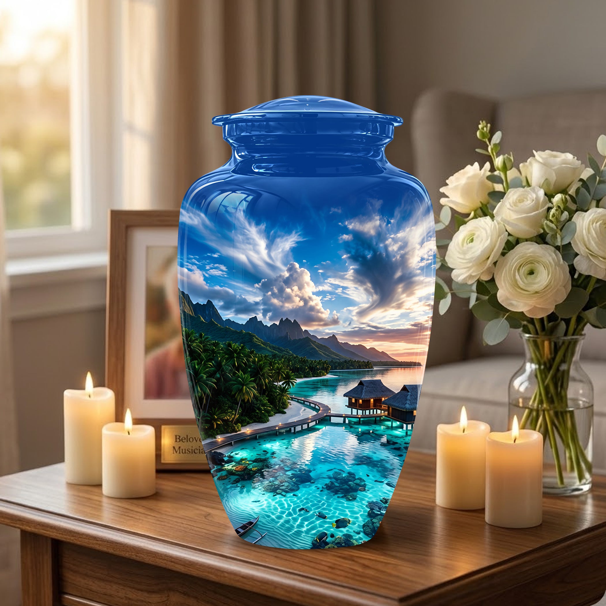 Beach Themed Cremation Urn - Personalized Burial Urns For Human Ashes