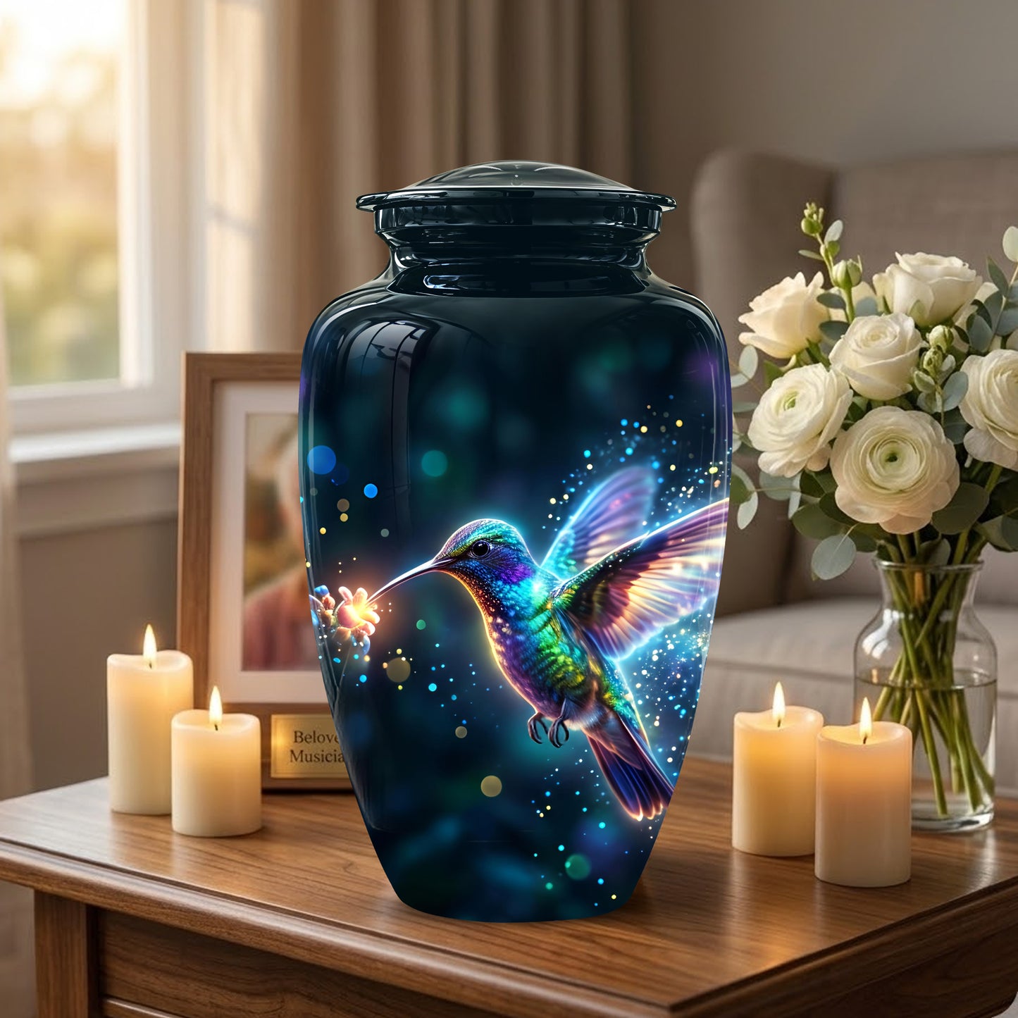 Celestial Colorful Hummingbird Cremation Urn - Majestic Funeral Urns