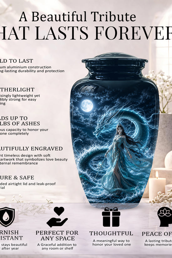 Celestial Dragon & Goddess Cremation Urn - Custom Handmade Adult Urns