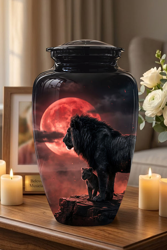 Lion With Cub Cremation Urn - Blood Moon Urns For Human Ashes