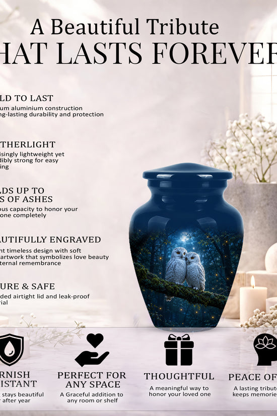 Starry Night Couple Owl Funeral Urn - Owl Funeral Urns For Loved Ones