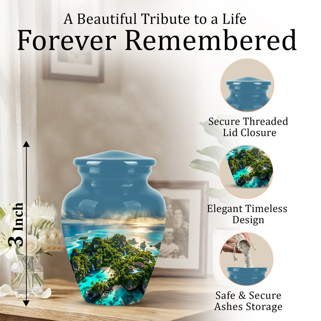 Beach Island Cremation Urn For Human Ashes - Adult Size Memorial Urns