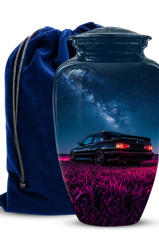 Neon Sports Car Memorial Urn - Custom Galaxy Night Urns For Car Lovers