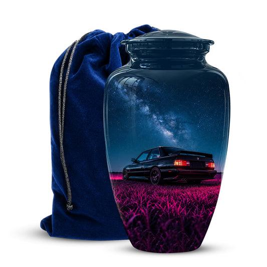 Neon Sports Car Memorial Urn - Custom Galaxy Night Urns For Car Lovers
