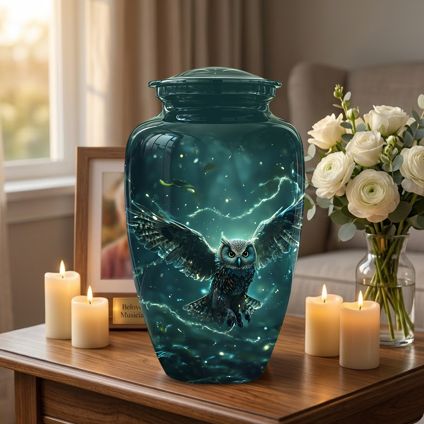 Flying Owl Cremation Urn - Night Owl Burial Urns For Human Ashes
