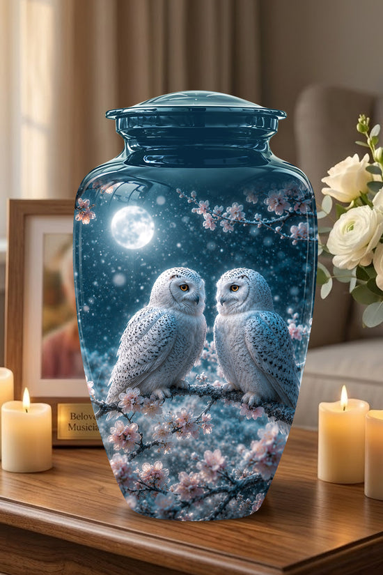 Snowy Owl Couple Memorial Urn - Majestic Couple Urns For Loved Ones