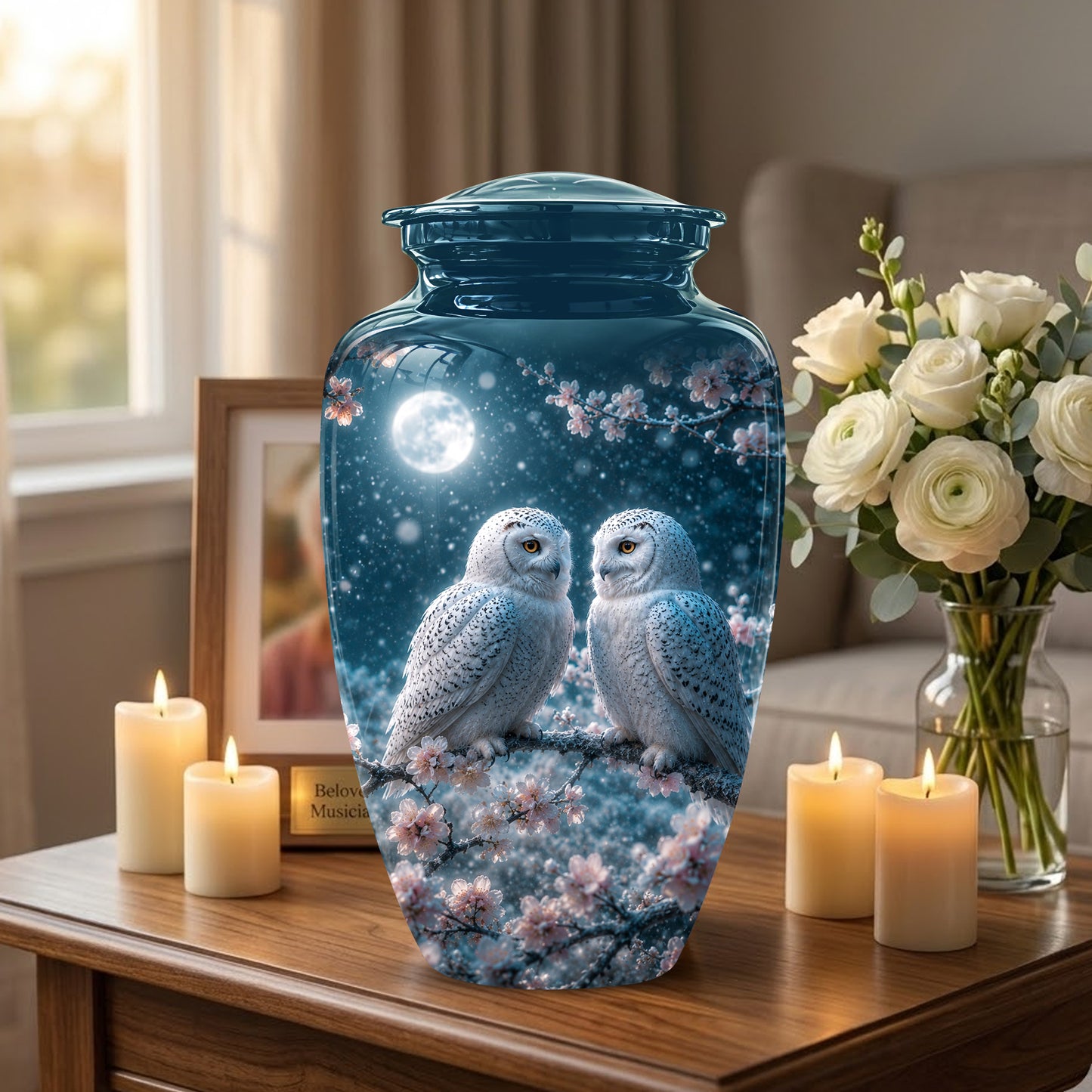 Snowy Owl Couple Memorial Urn - Majestic Couple Urns For Loved Ones
