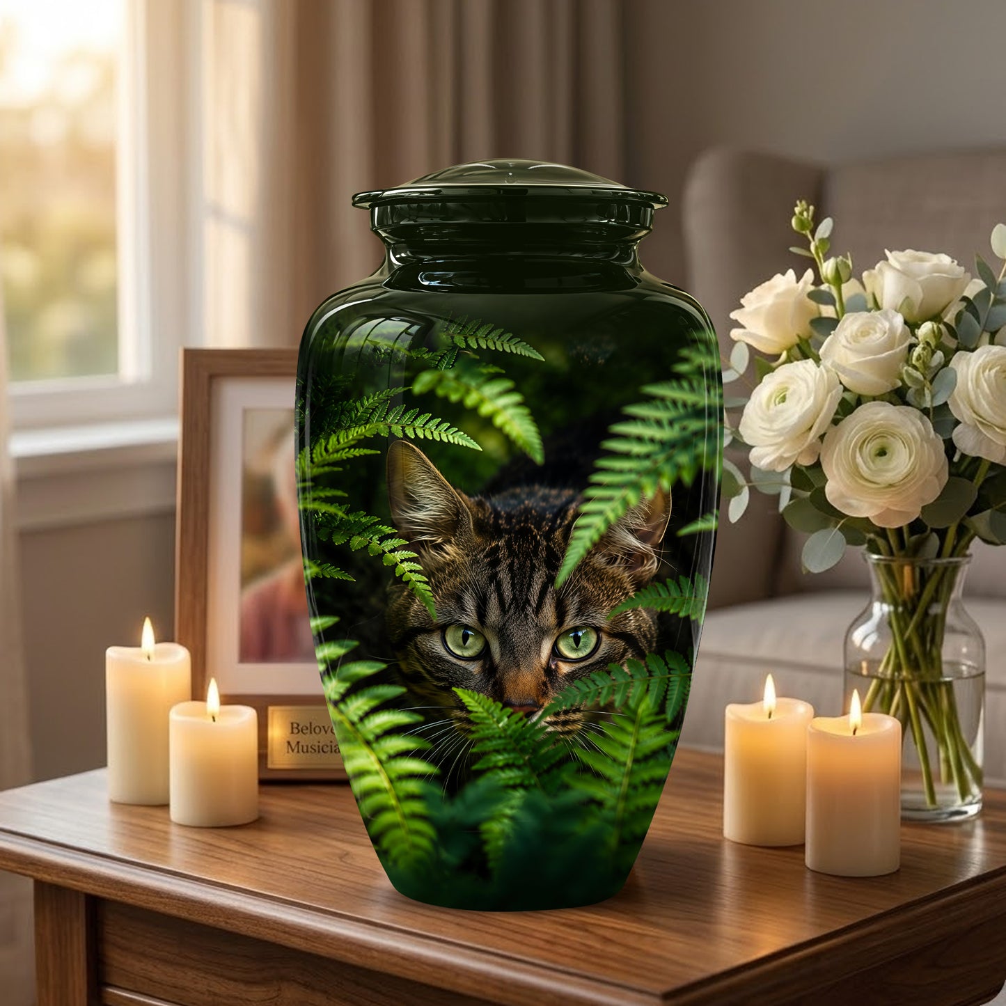 Cat Cremation Urns For Ashes - Personalized Black Pet Burial Urns