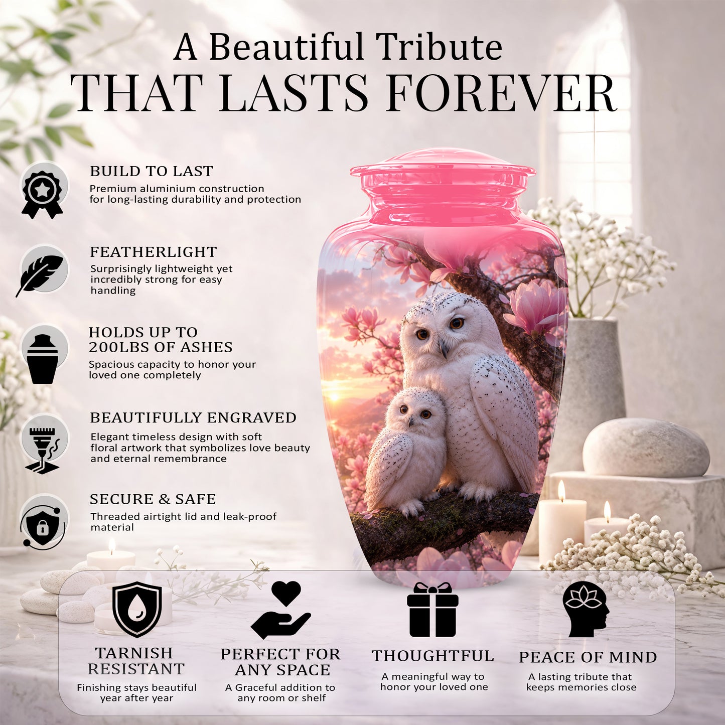 Owl Family Urn for Ashes – Elegant Cremation Memorial Urns For Humans