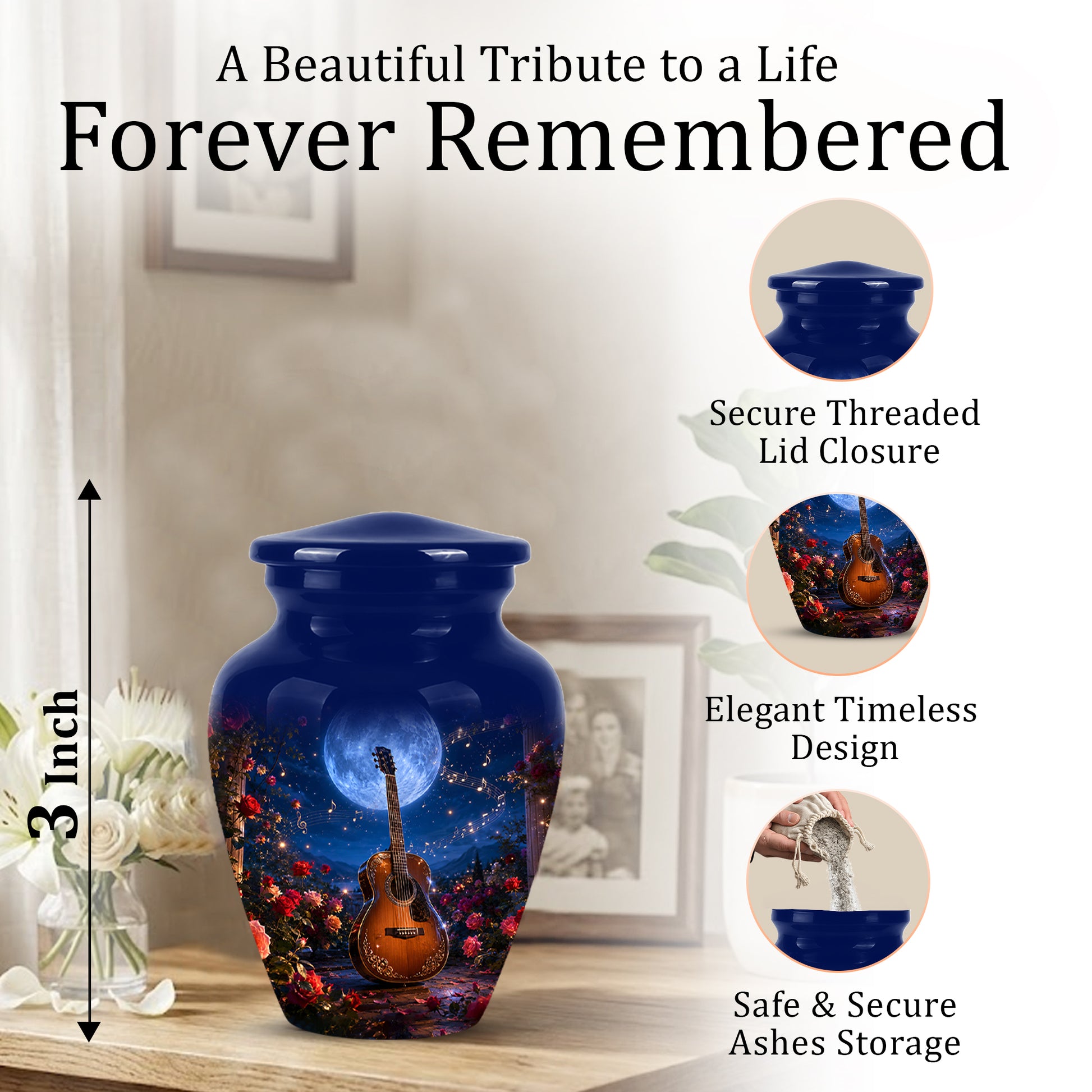 Guitar Memorial Urn - Personalized Cremation Urns For Men&Women Ashes