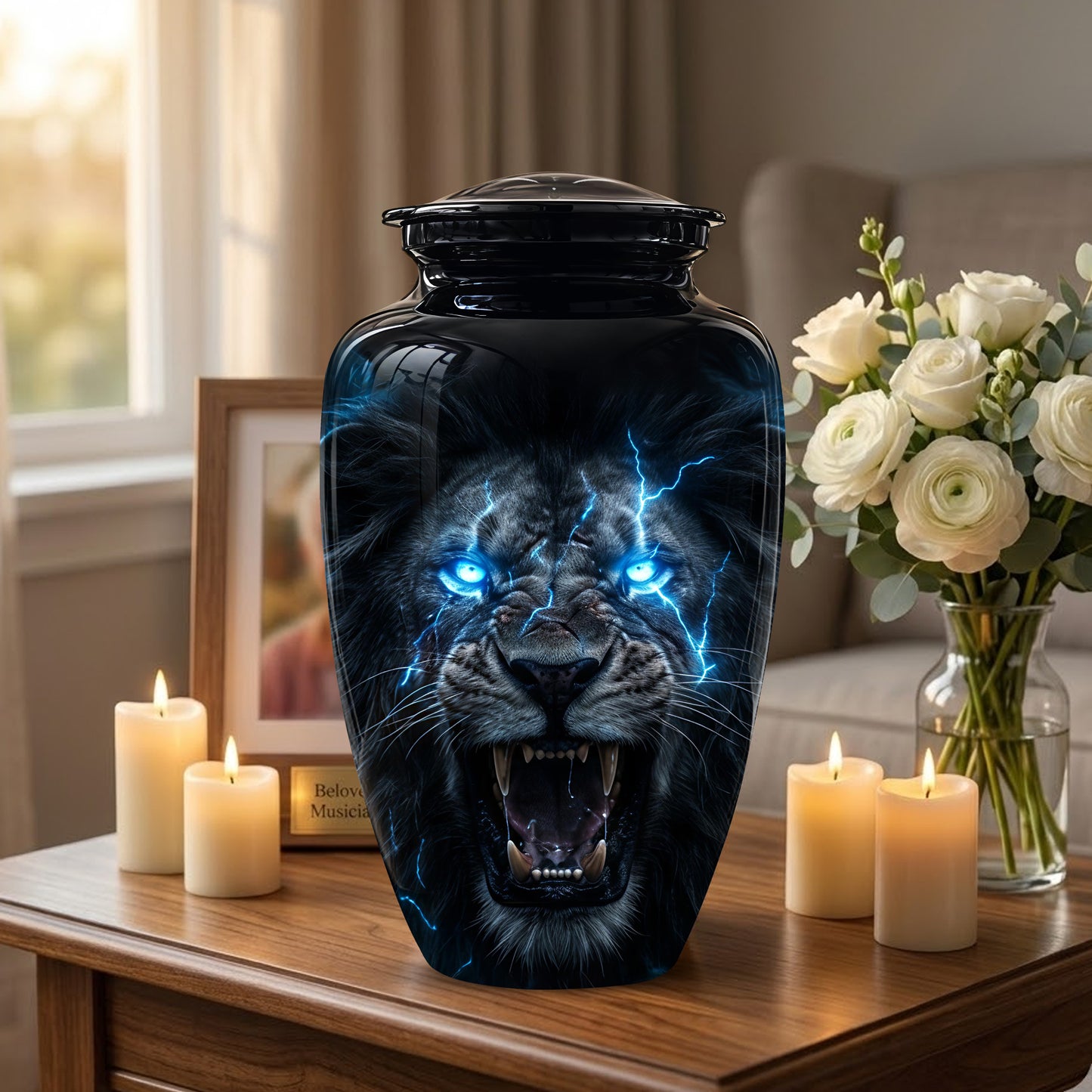 Black Lion Memorial Urns - Custom Handmade Burial Urns For Human Ashes