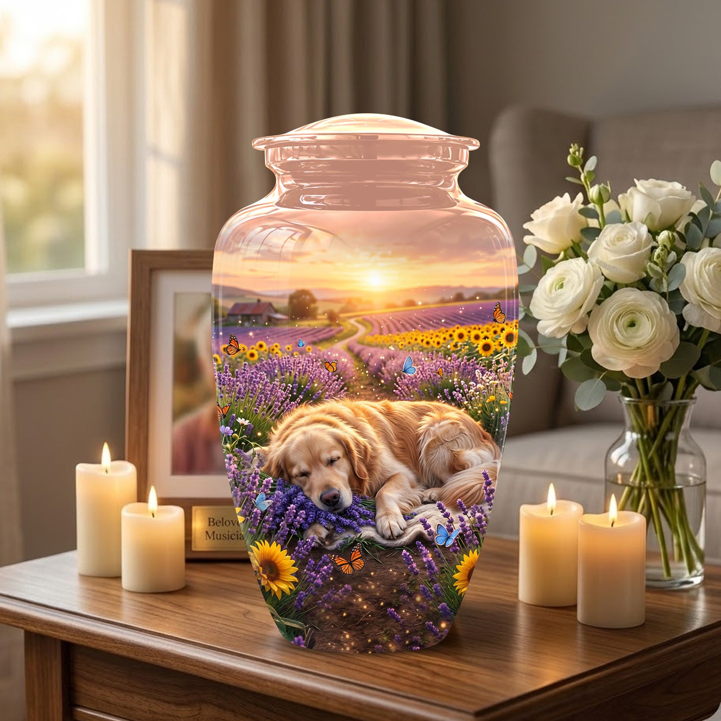 Golden Retriever Gog Memorial Urn - Personalized Pet Urns For Ashes