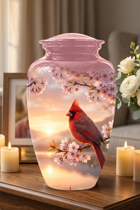 Cardinal Bird Themed Urn - Beautiful Memorial Urns For Spiritual Ashes