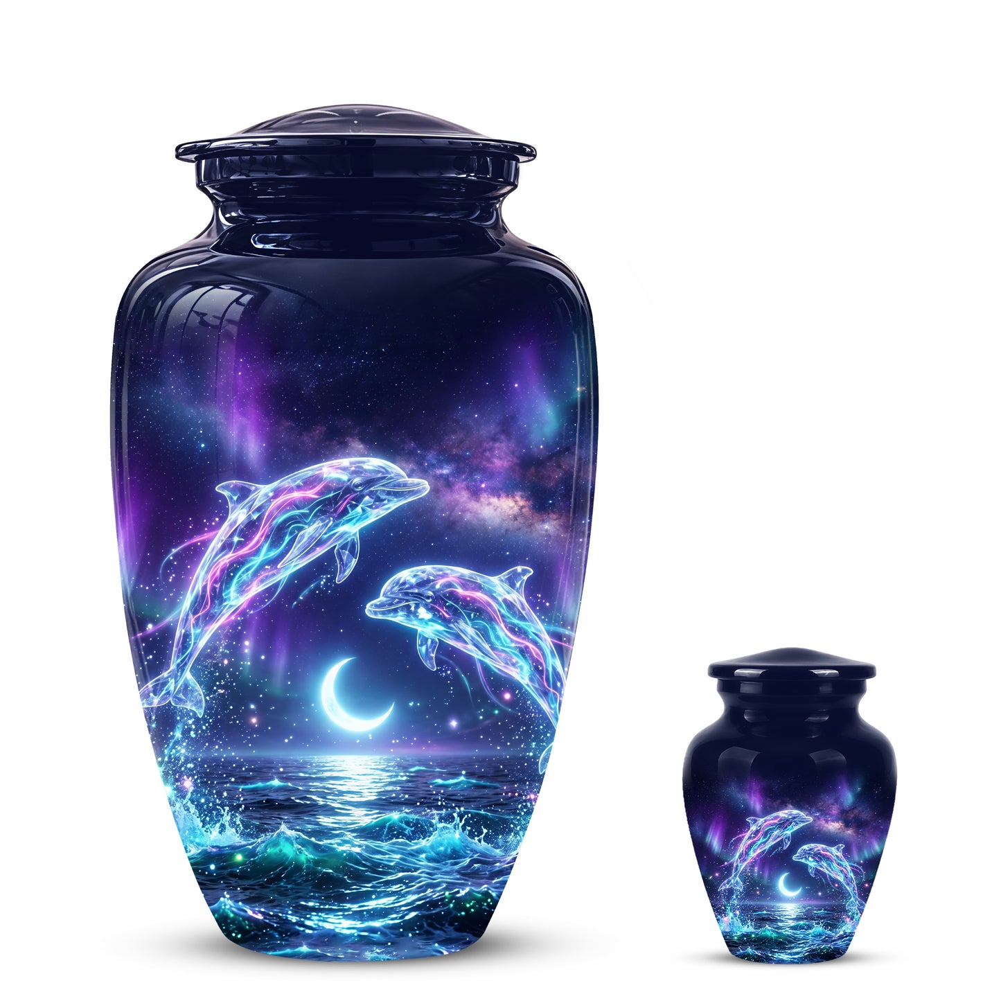 Dolphin Cremation Urn - Artistic Moonlight Memorial Urns For Ashes
