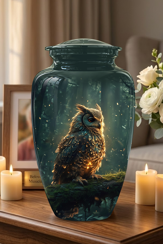 Mystical Owl Cremation Urn - Green Burial Urns For Human Ashes