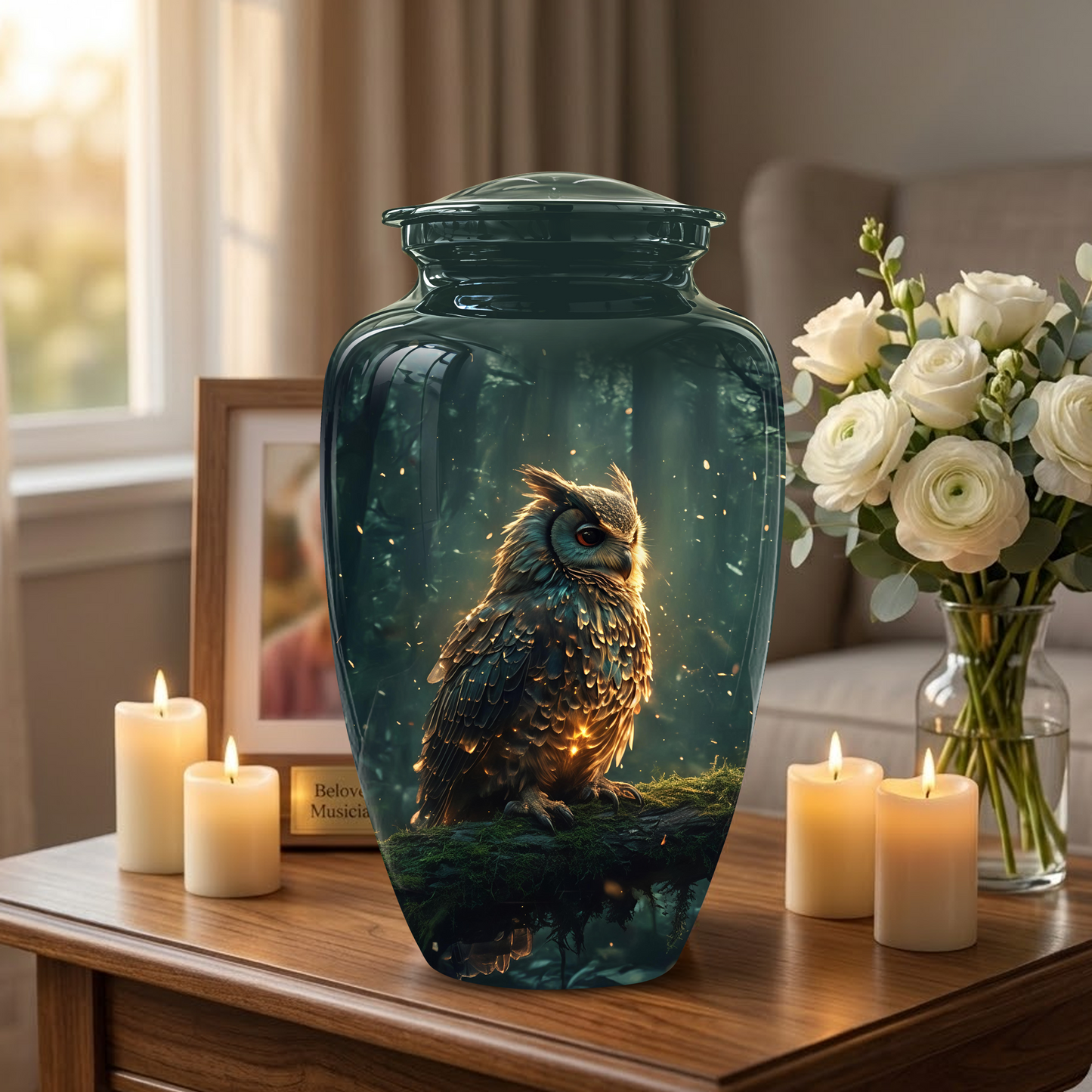 Mystical Owl Cremation Urn - Green Burial Urns For Human Ashes