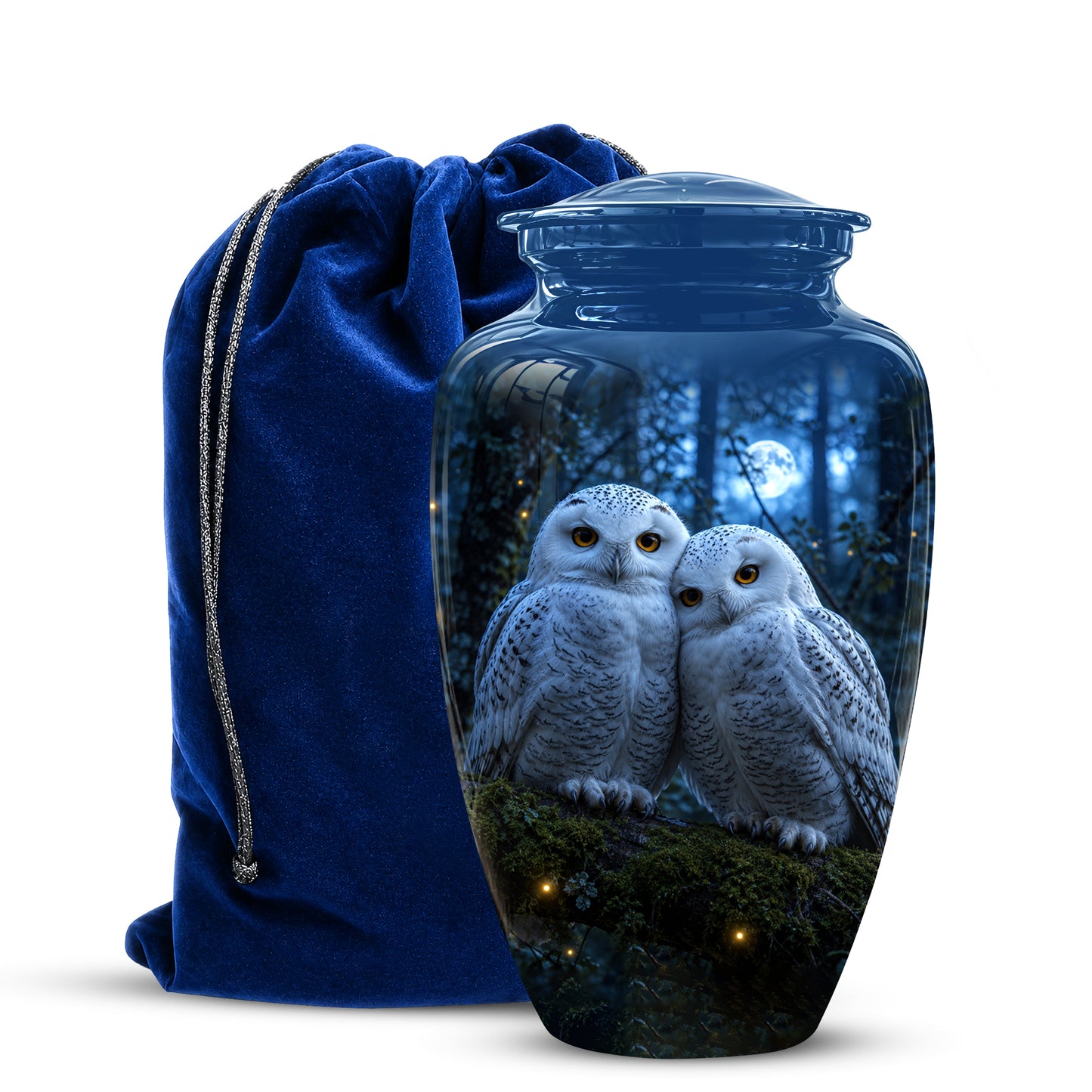 Snowy Owl Cremation Urn - Majestic Blue Memorial Urns For Human Ashes