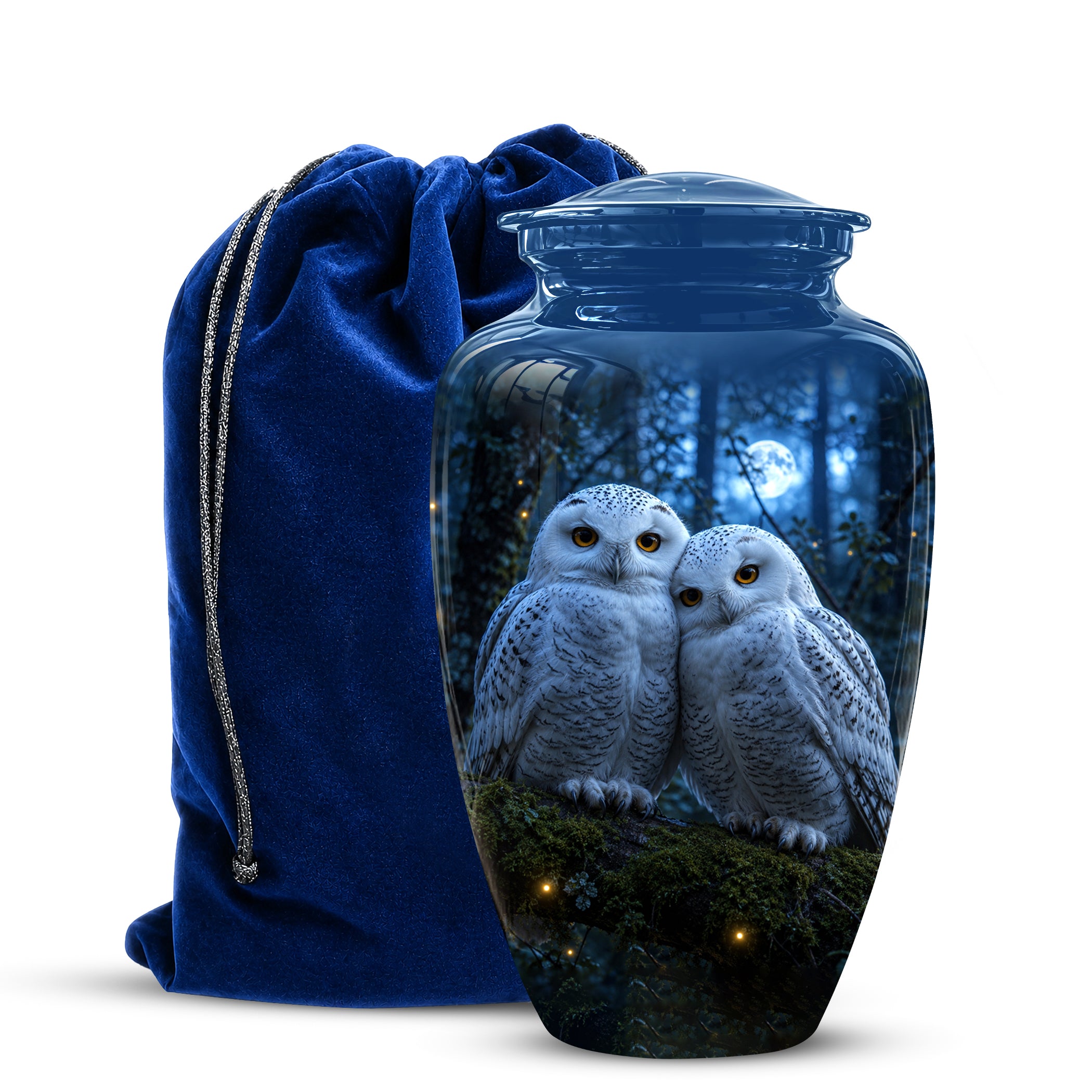 Snowy Owl Cremation Urn - Majestic Blue Memorial Urns For Human Ashes