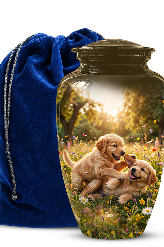 Cute Playing Puppies Memorial Urn - Custom Urns For Dog Friends Ashes