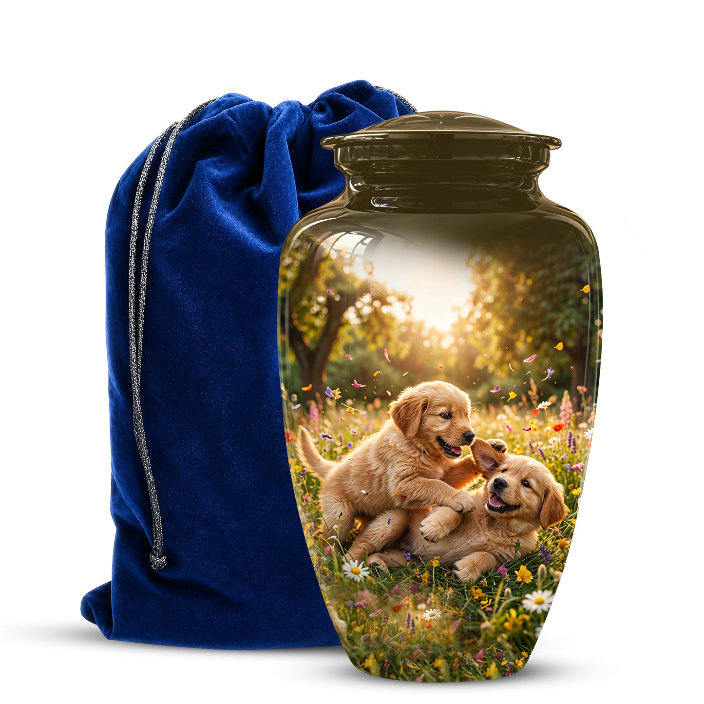 Cute Playing Puppies Memorial Urn - Custom Urns For Dog Friends Ashes