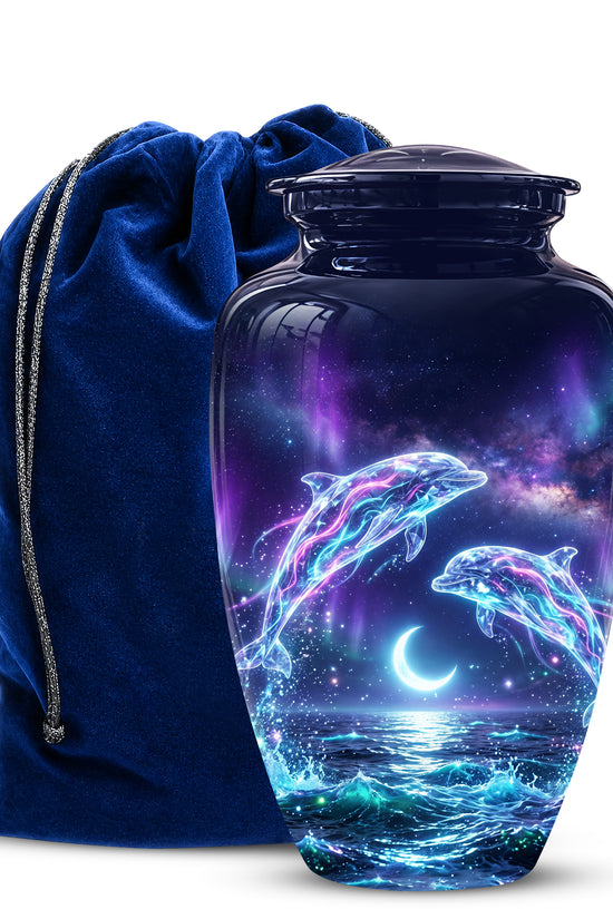Dolphin Cremation Urn - Artistic Moonlight Memorial Urns For Ashes