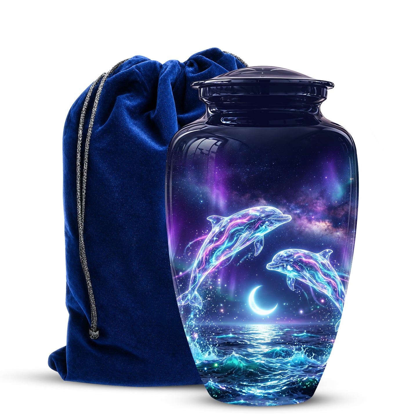 Dolphin Cremation Urn - Artistic Moonlight Memorial Urns For Ashes