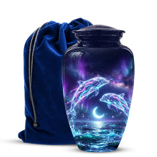 Dolphin Cremation Urn - Artistic Moonlight Memorial Urns For Ashes