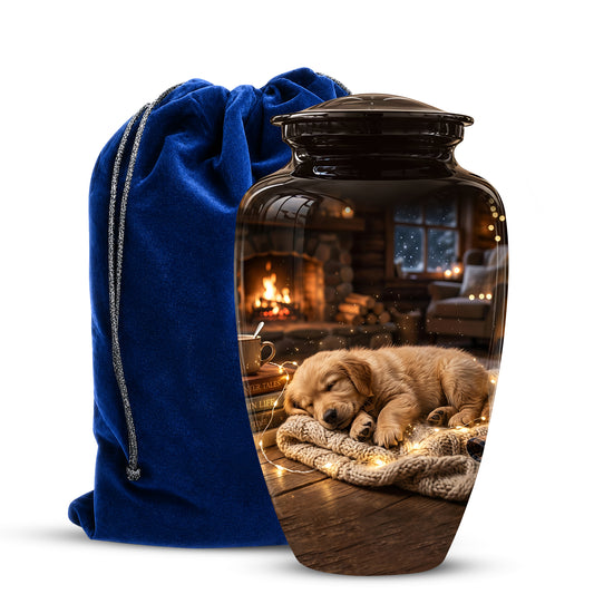 Dog Puppy Cremation Urn - Resting Eternal Memorial Urns For Pet Ashes
