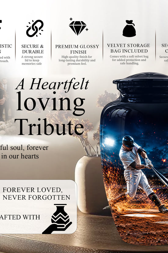 Elegant Baseball Funeral Urn - Decorative Burial Urns For Human Ashes