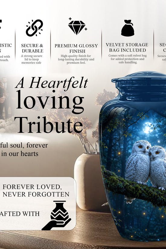 Starry Night Couple Owl Funeral Urn - Owl Funeral Urns For Loved Ones
