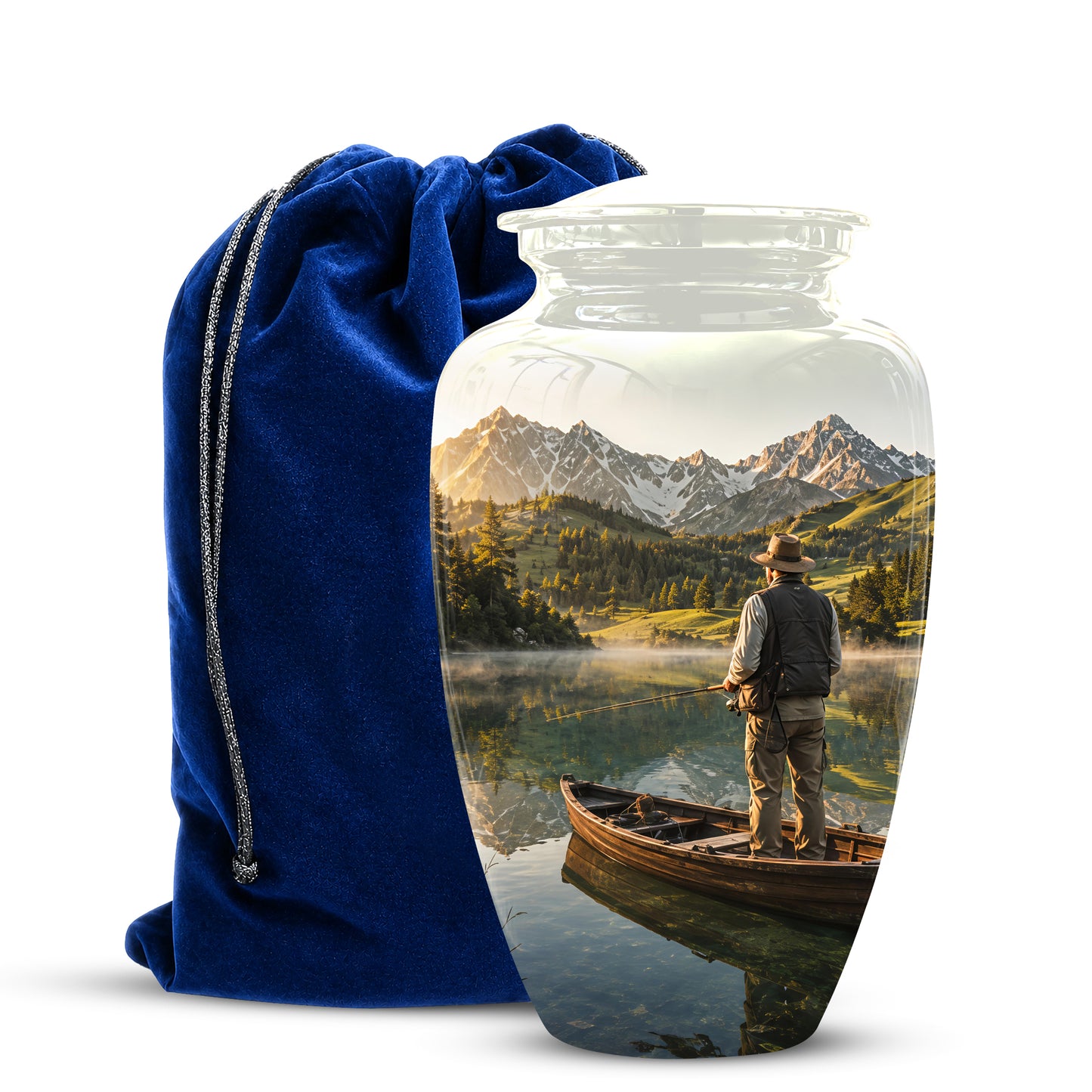 Fishing Cremation Urn - Artistic Landscape Fishing Urns For Dad Ashes