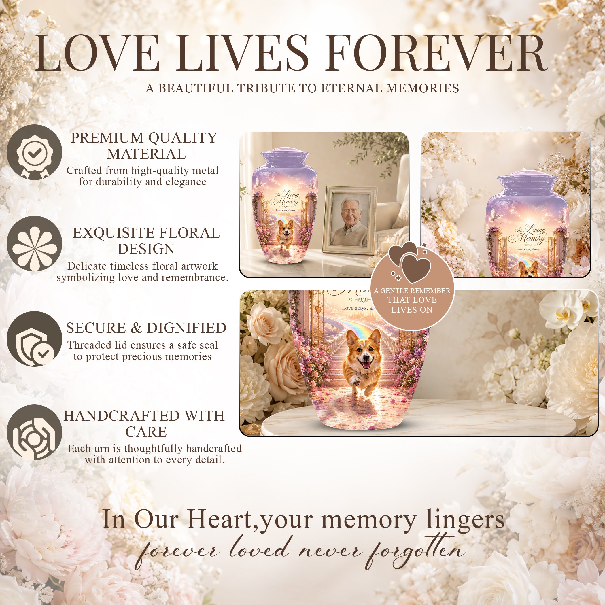 Pet Dog Memorial Urn – Personalized Dog Cremation Urn for Pets Ashes