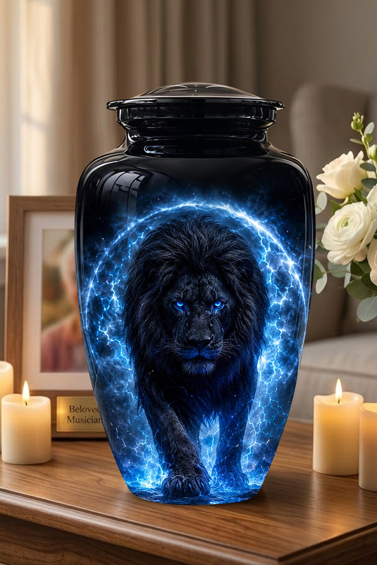 Black Lion Cremation Urns - Personalized Memorial Urns For Human Ashes