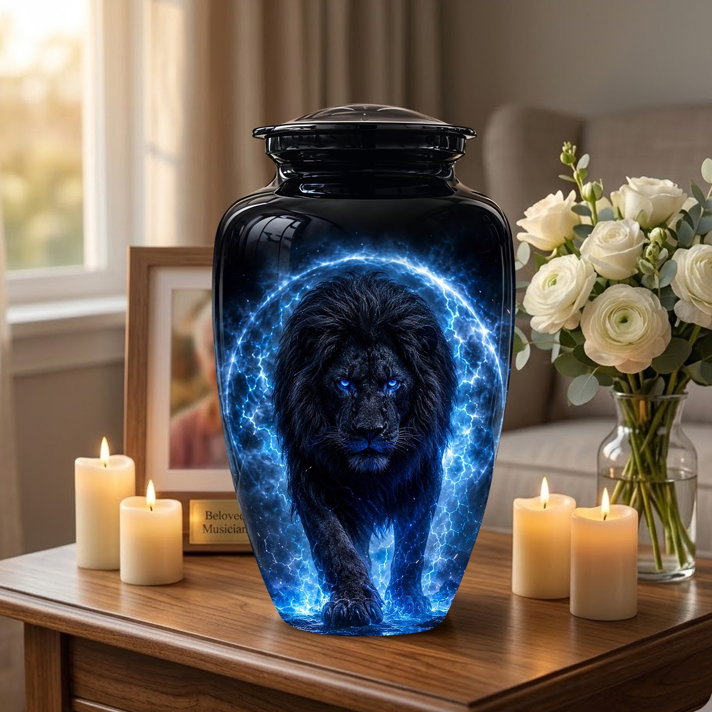 Black Lion Cremation Urns - Personalized Memorial Urns For Human Ashes